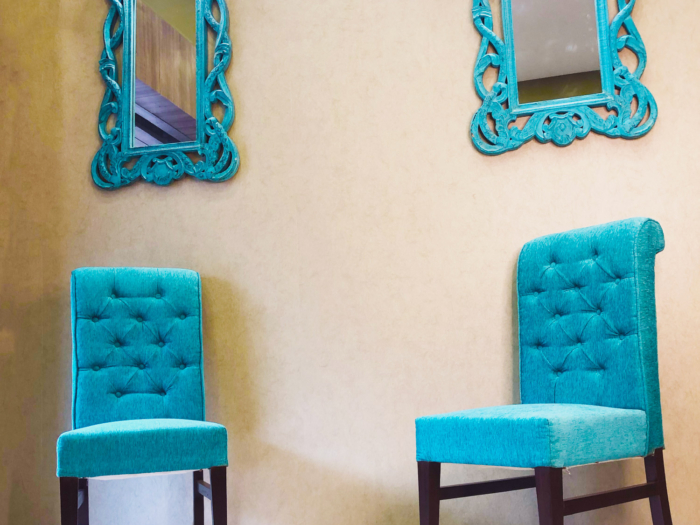 teal blue dining chair jute finish