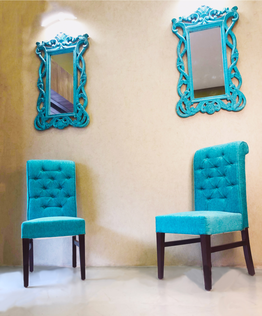 teal blue dining chair jute finish