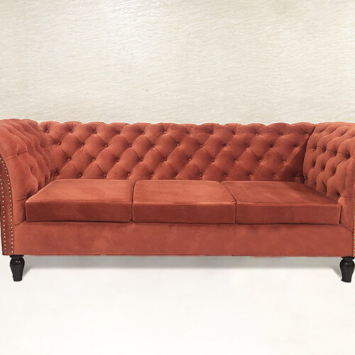 3 seater Red Velvet Chesterfield Sofa