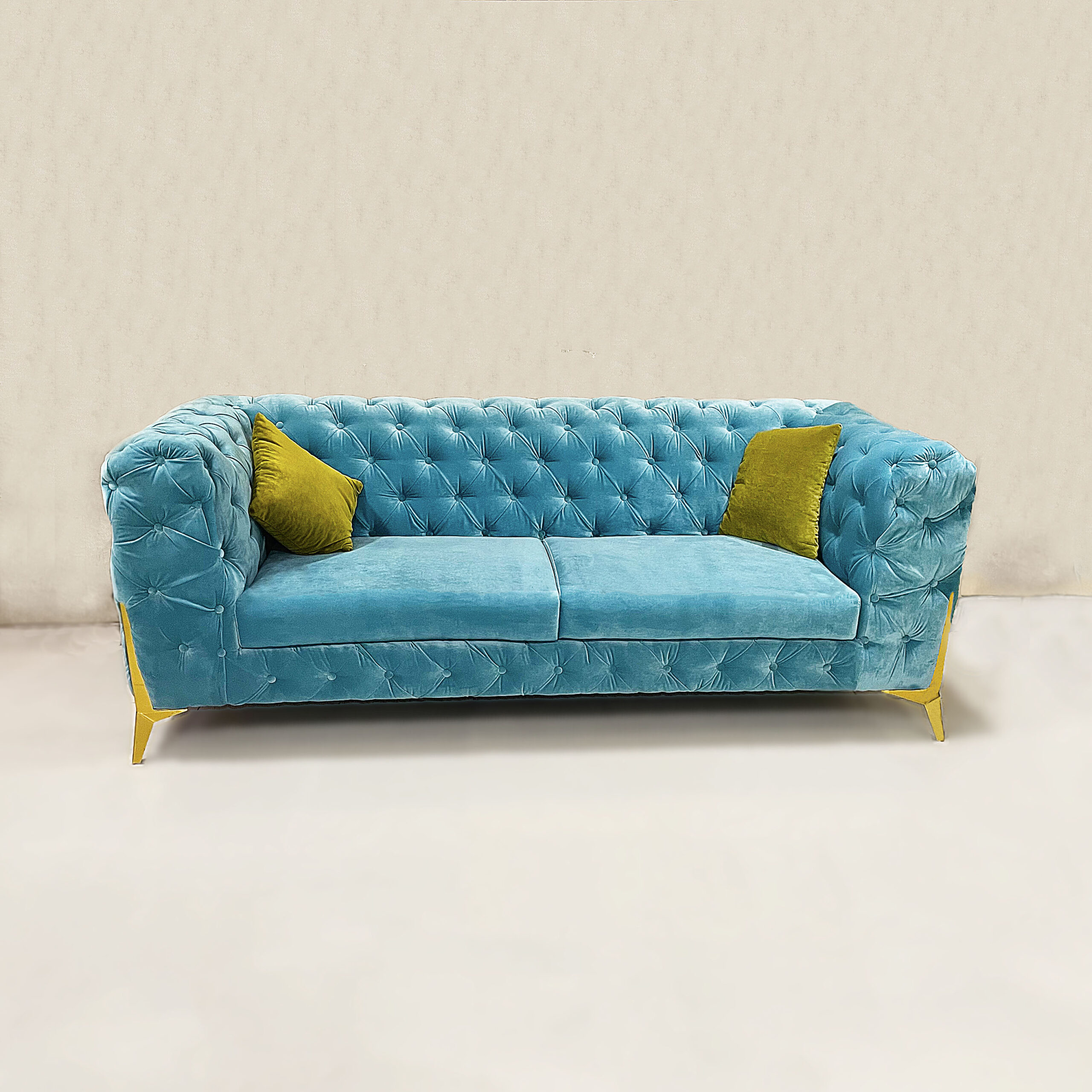 no background royal blue sofa