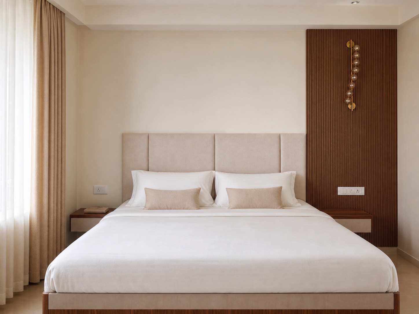 avikar minimal panel headboard walnut bedroom v1