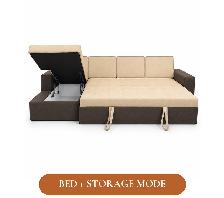 avikar l shaped sofa cum bed open and closed comparison, kolkata