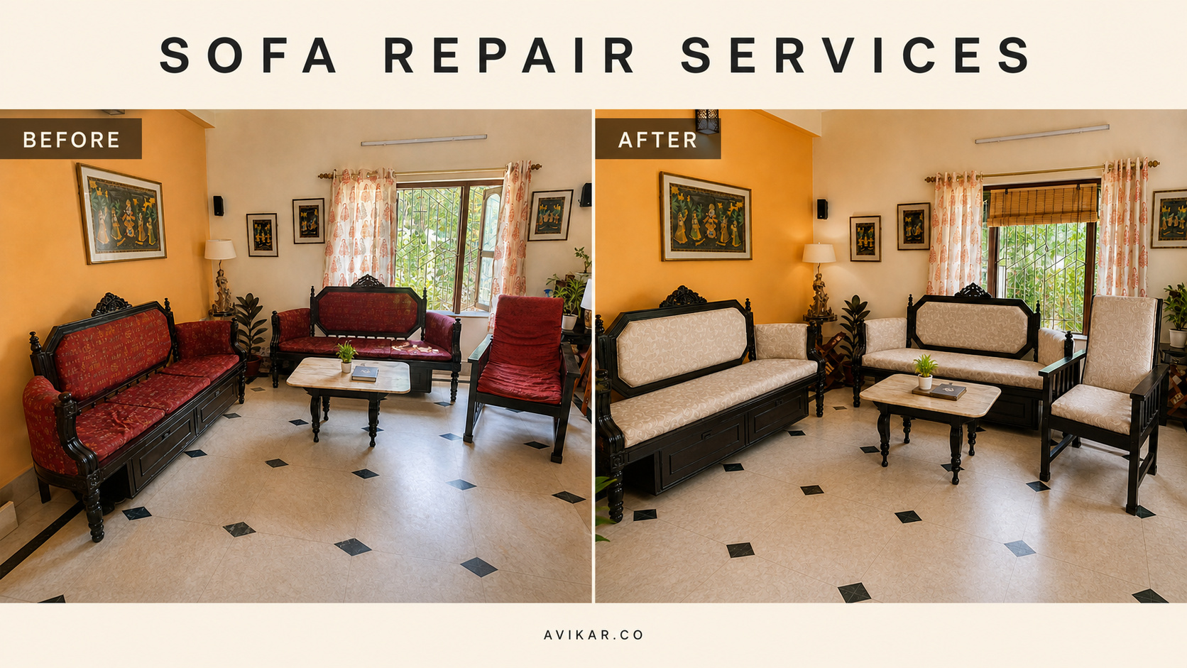 avikar sofa repair services before and after in kolkata