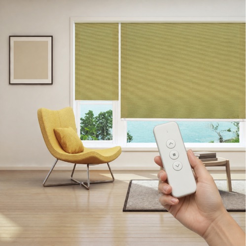 motorised blinds olive living room