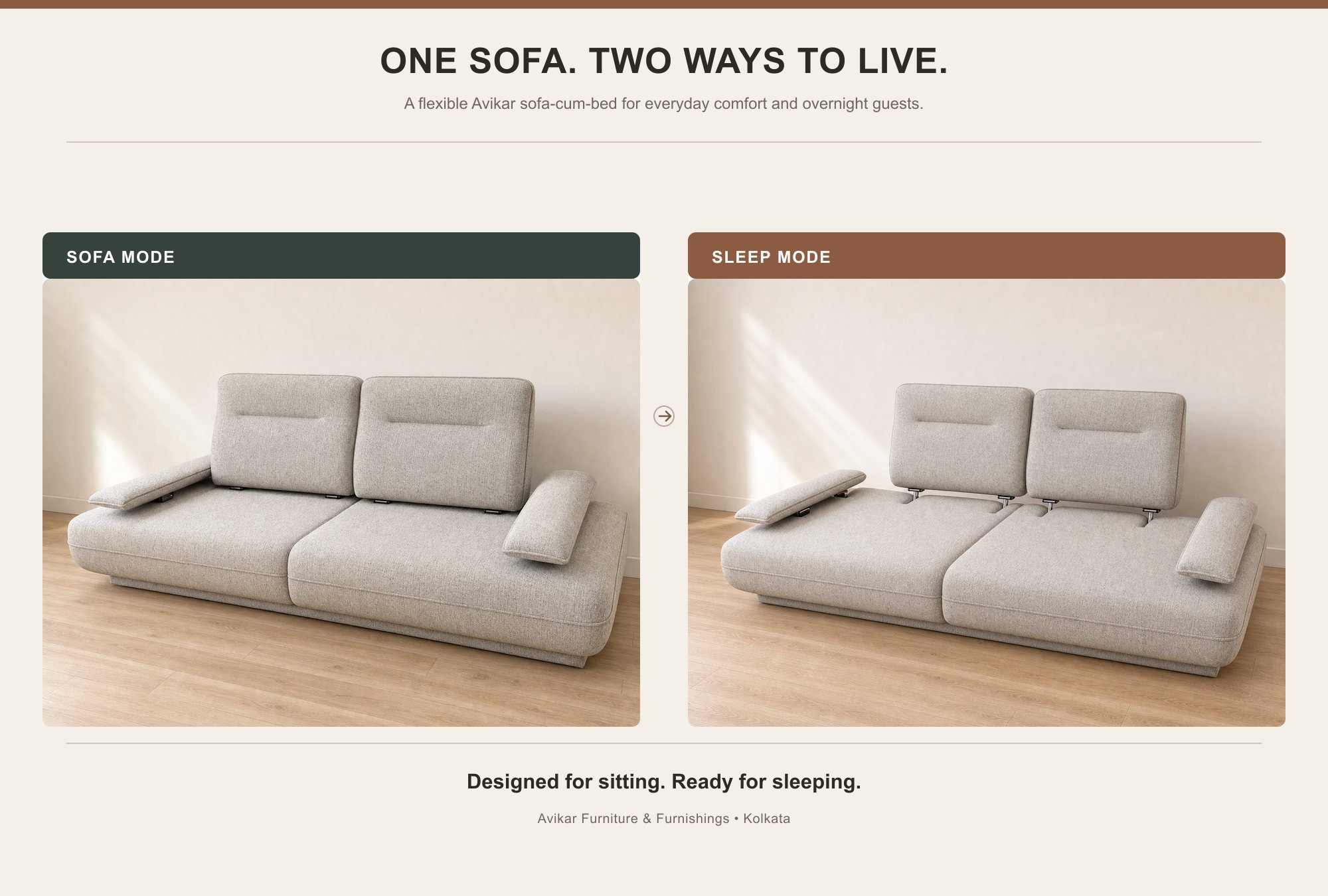 Avikar sofa-cum-bed - one sofa, two ways to live, Kolkata